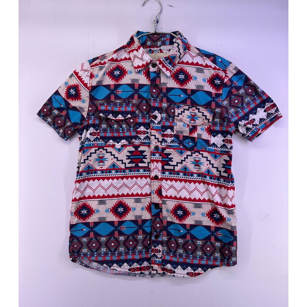 Decibel Tribal Pattern Dress Short Sleeve Shirt Size Large
